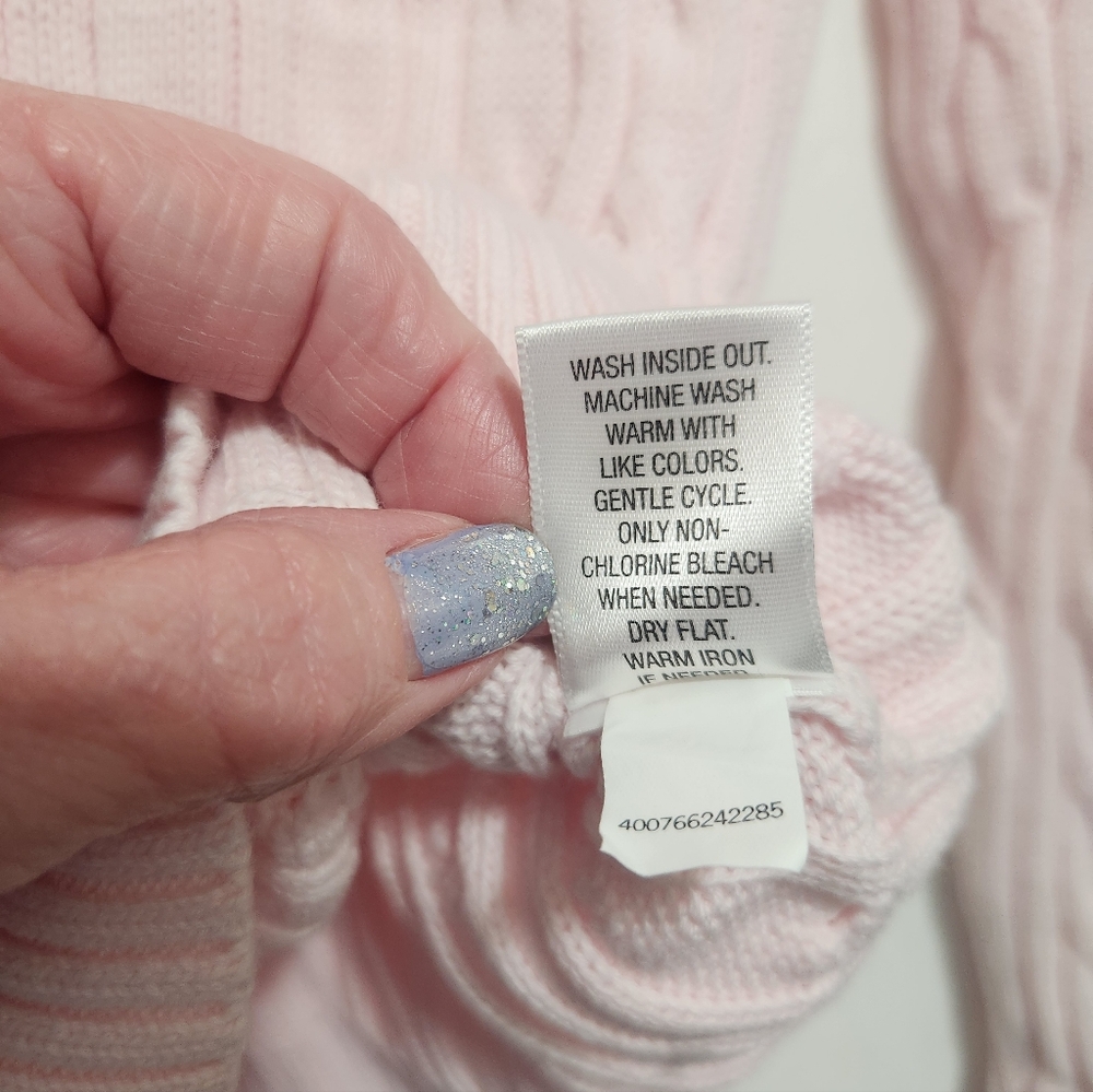 Croft & Barrow Cabled Crew Neck Sweater Pink Small - Picture 7 of 7